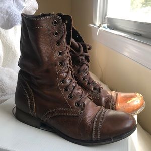Steve Madden brown leather combat boots